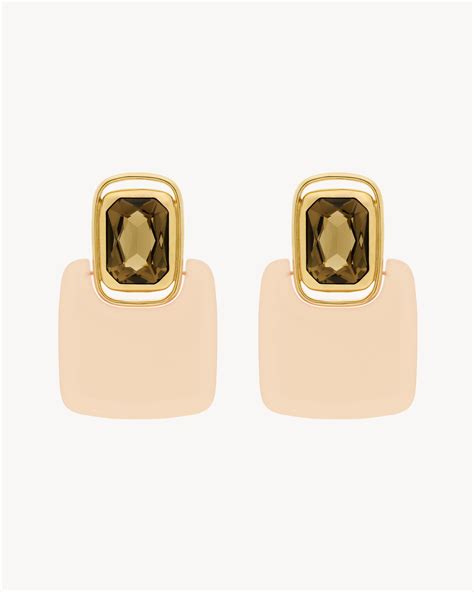 ysl monogram ear cuff|ysl cabochon square earrings.